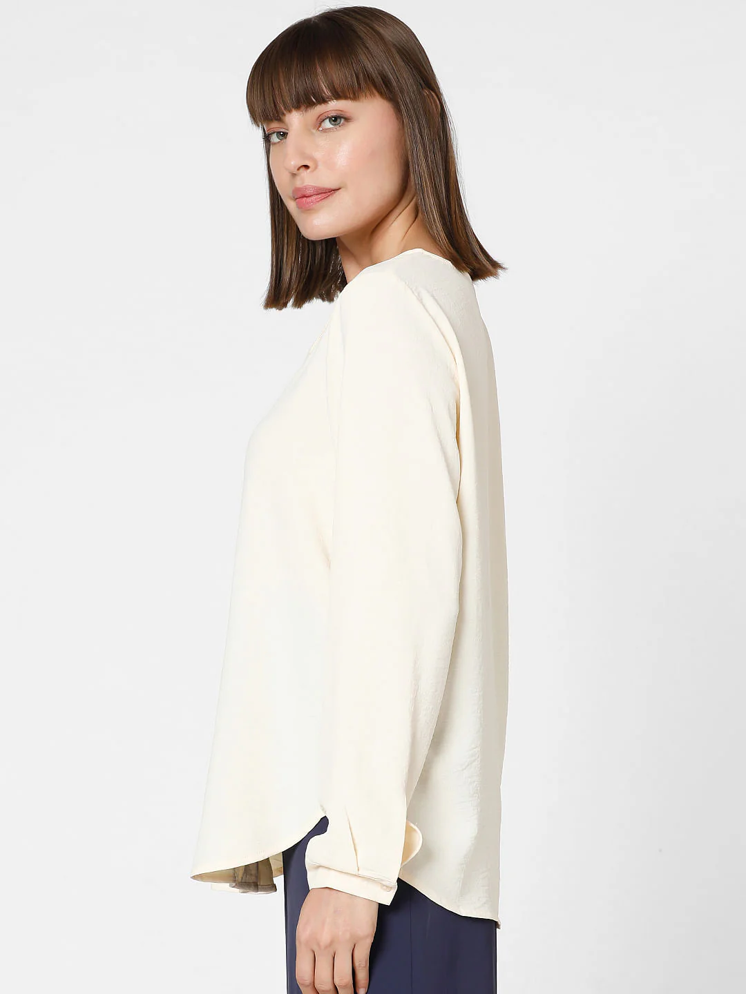 Ecru Folded Collar Top - Image 3
