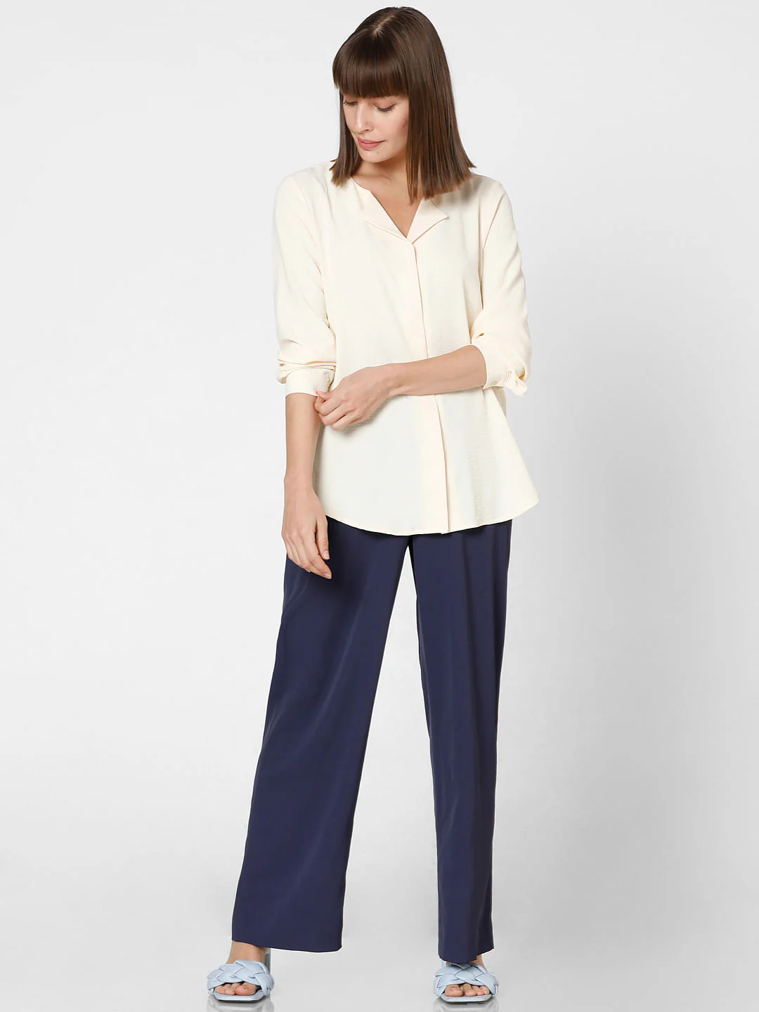 Ecru Folded Collar Top - Image 5
