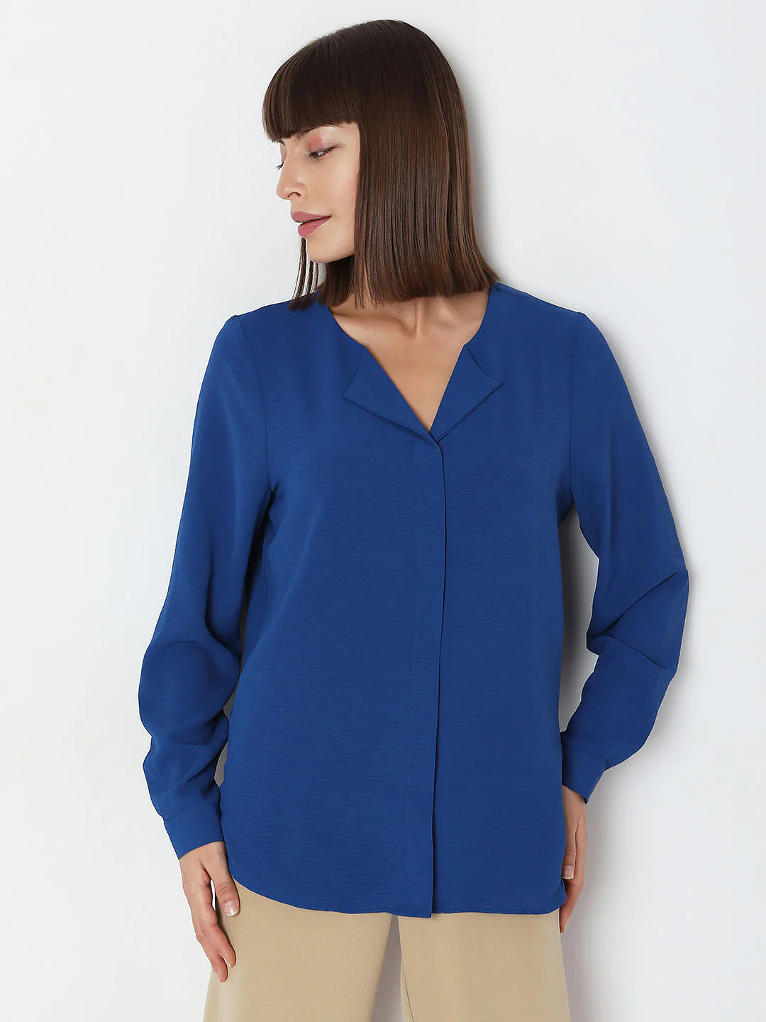 Blue Folded Collar Top - Image 2