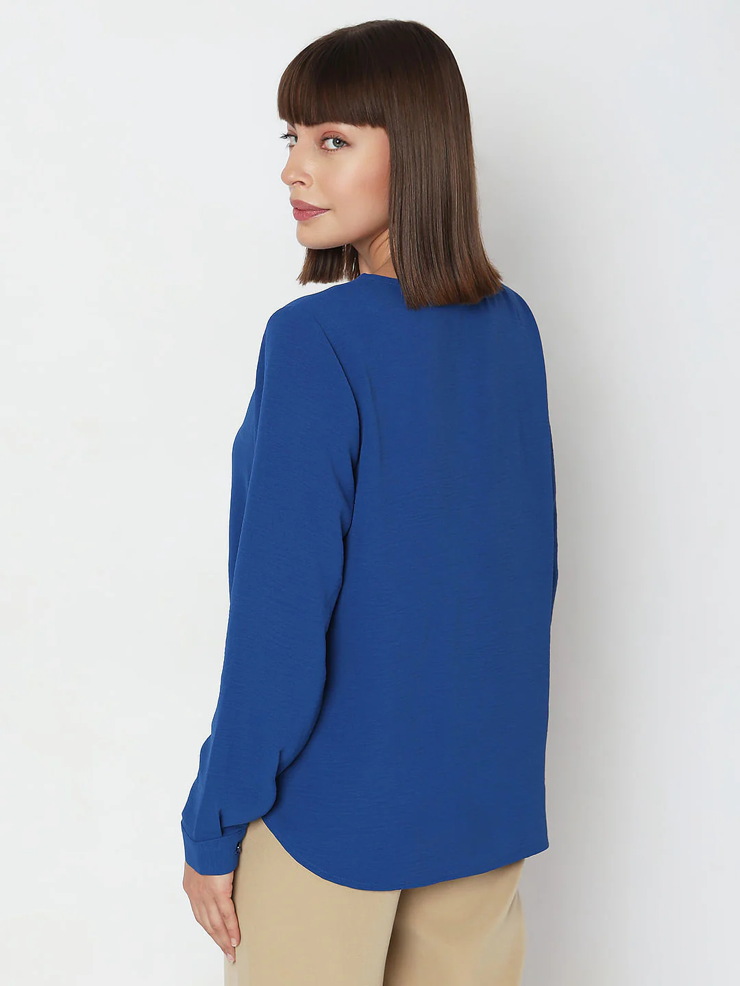 Blue Folded Collar Top - Image 4