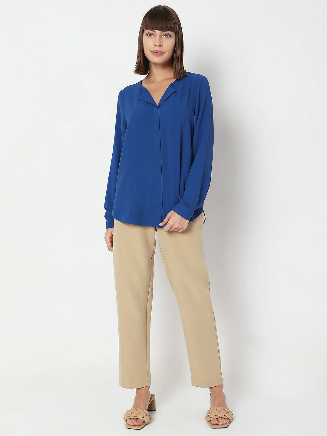 Blue Folded Collar Top - Image 5