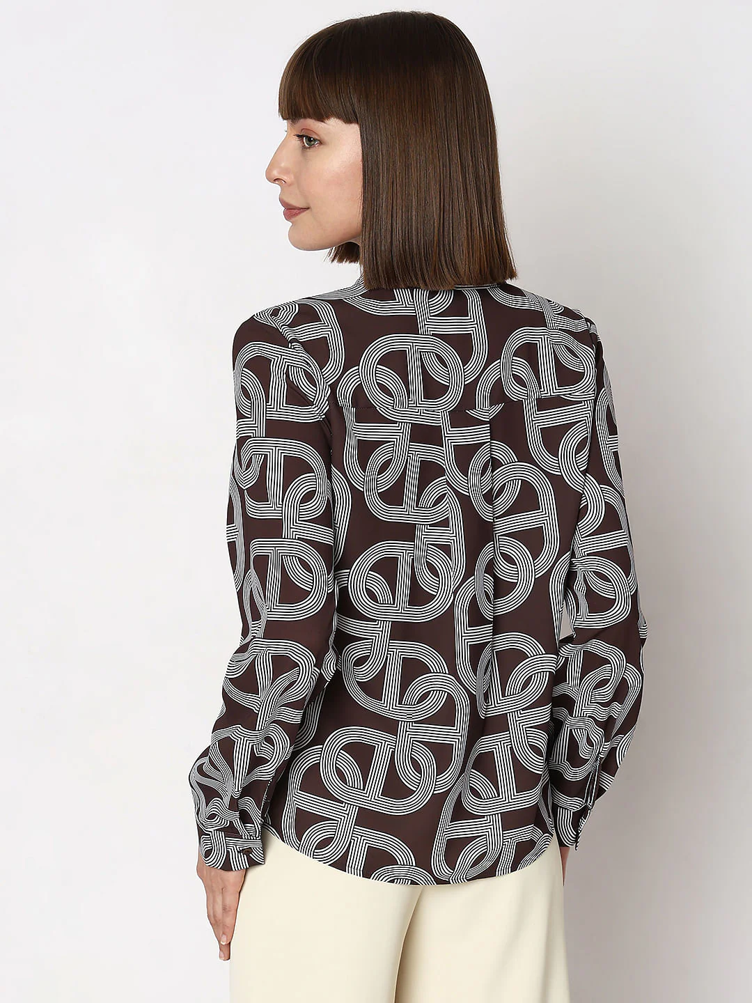Brown Abstract Print Top - Image 4