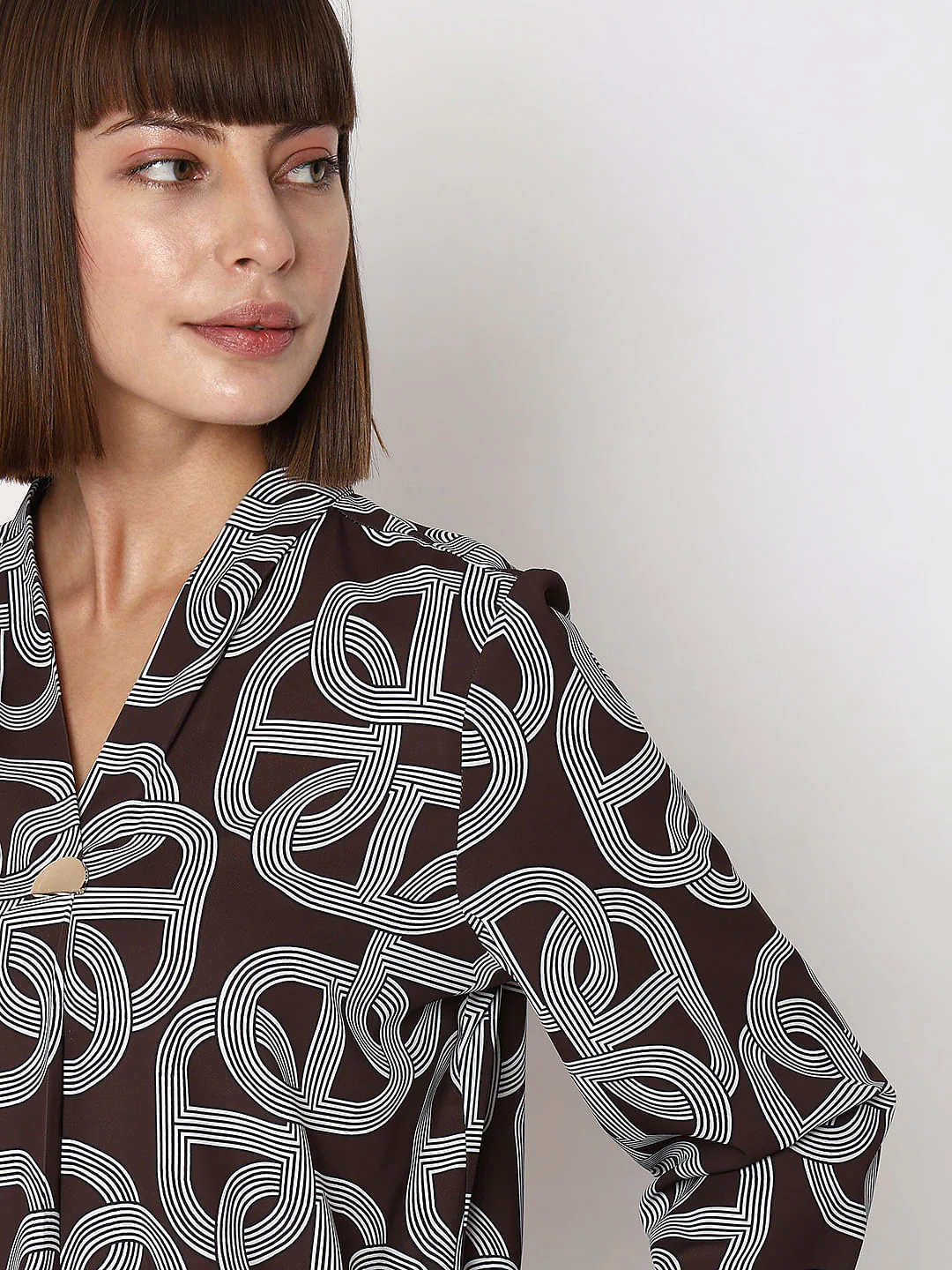 Brown Abstract Print Top - Image 6