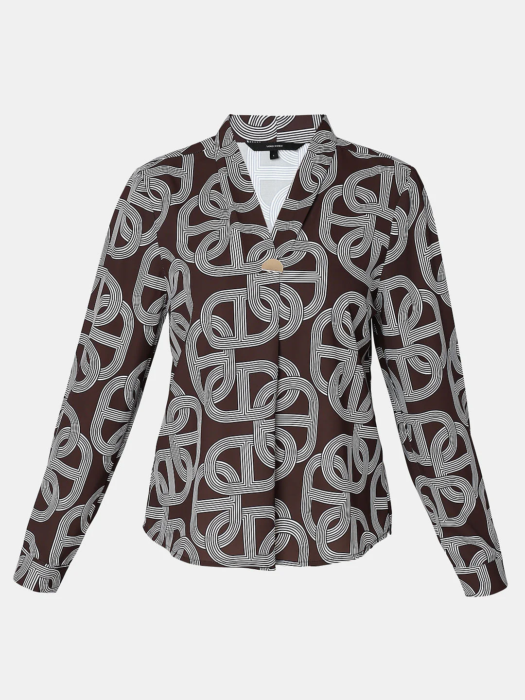 Brown Abstract Print Top - Image 7