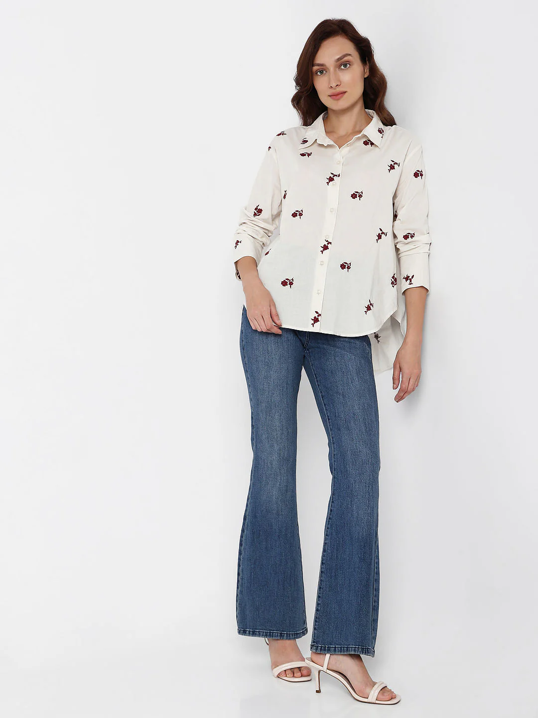 Beige Floral Embroidered Shirt - Image 5