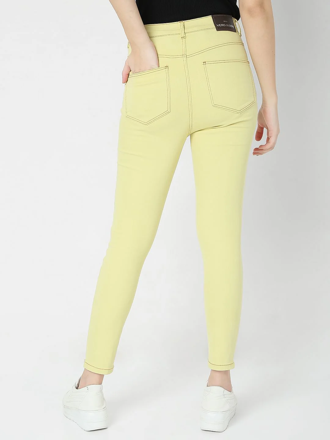 Lime Green Mid Rise Distressed Wendy Skinny Jeans - Image 4
