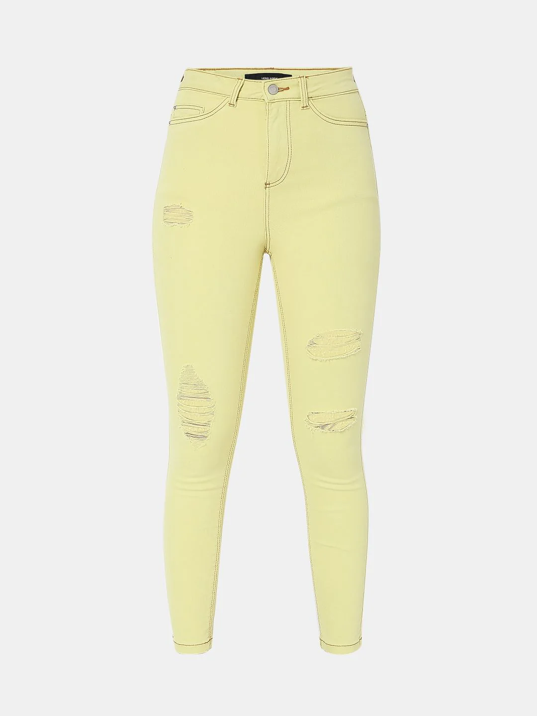 Lime Green Mid Rise Distressed Wendy Skinny Jeans - Image 7