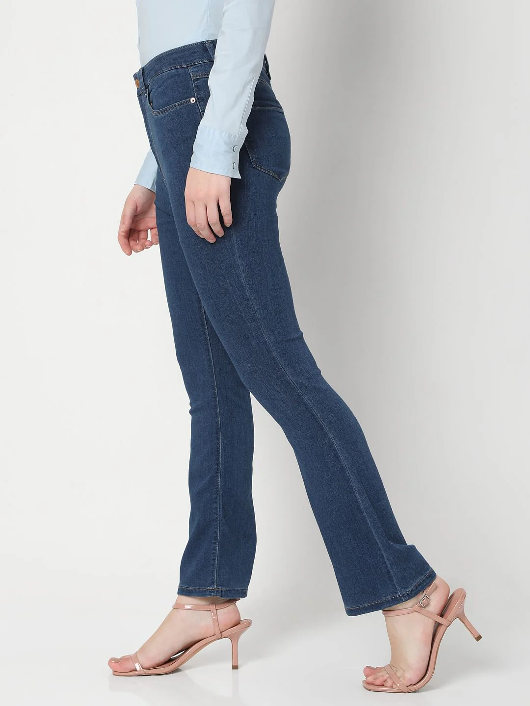 Blue High Waist Bootcut Jeans - Image 3