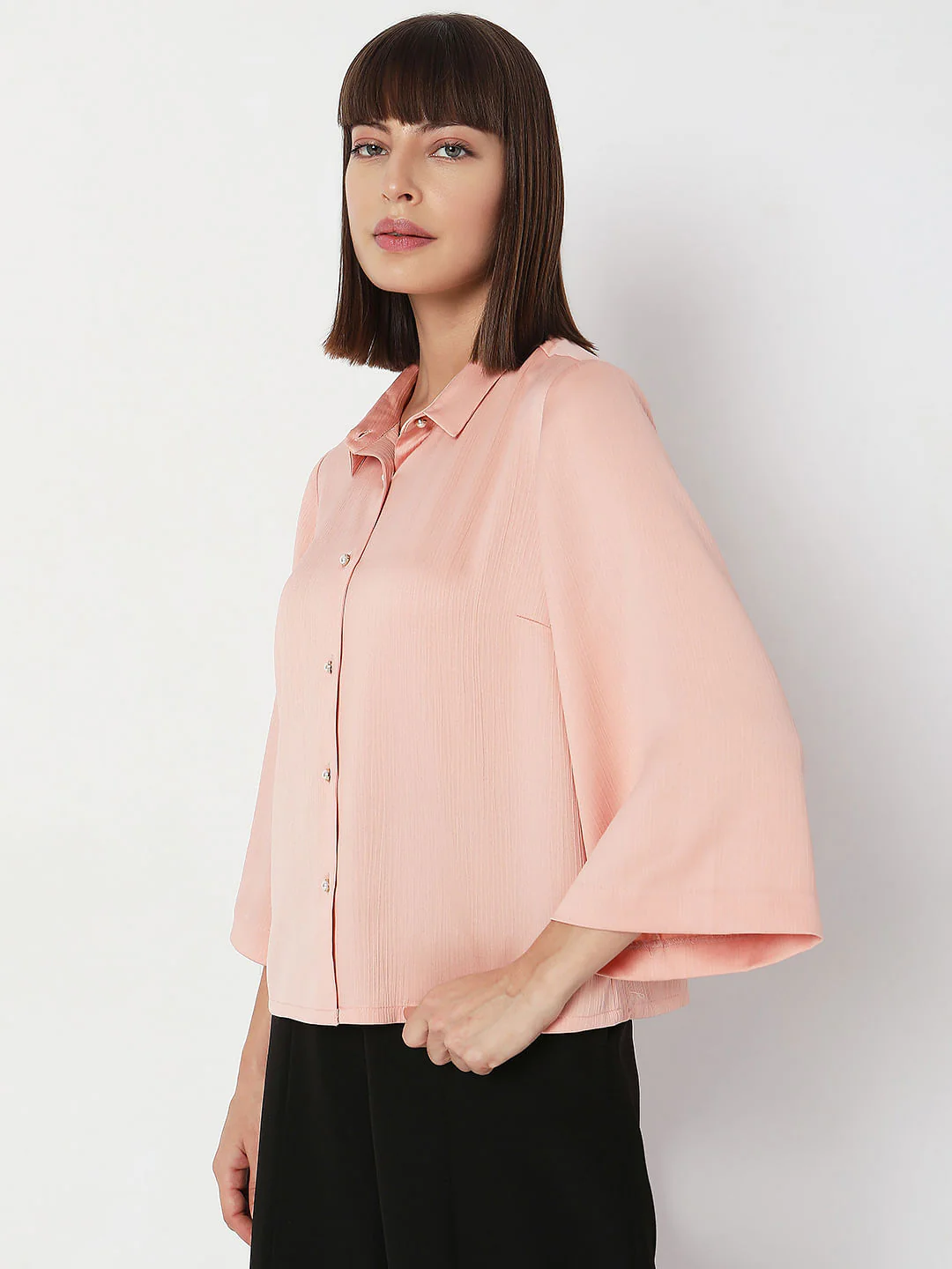 Dull Pink Flared Sleeves Shirt - Image 3