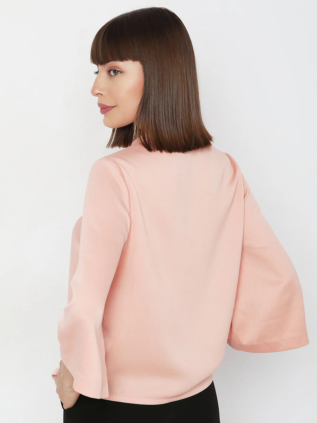 Dull Pink Flared Sleeves Shirt - Image 4