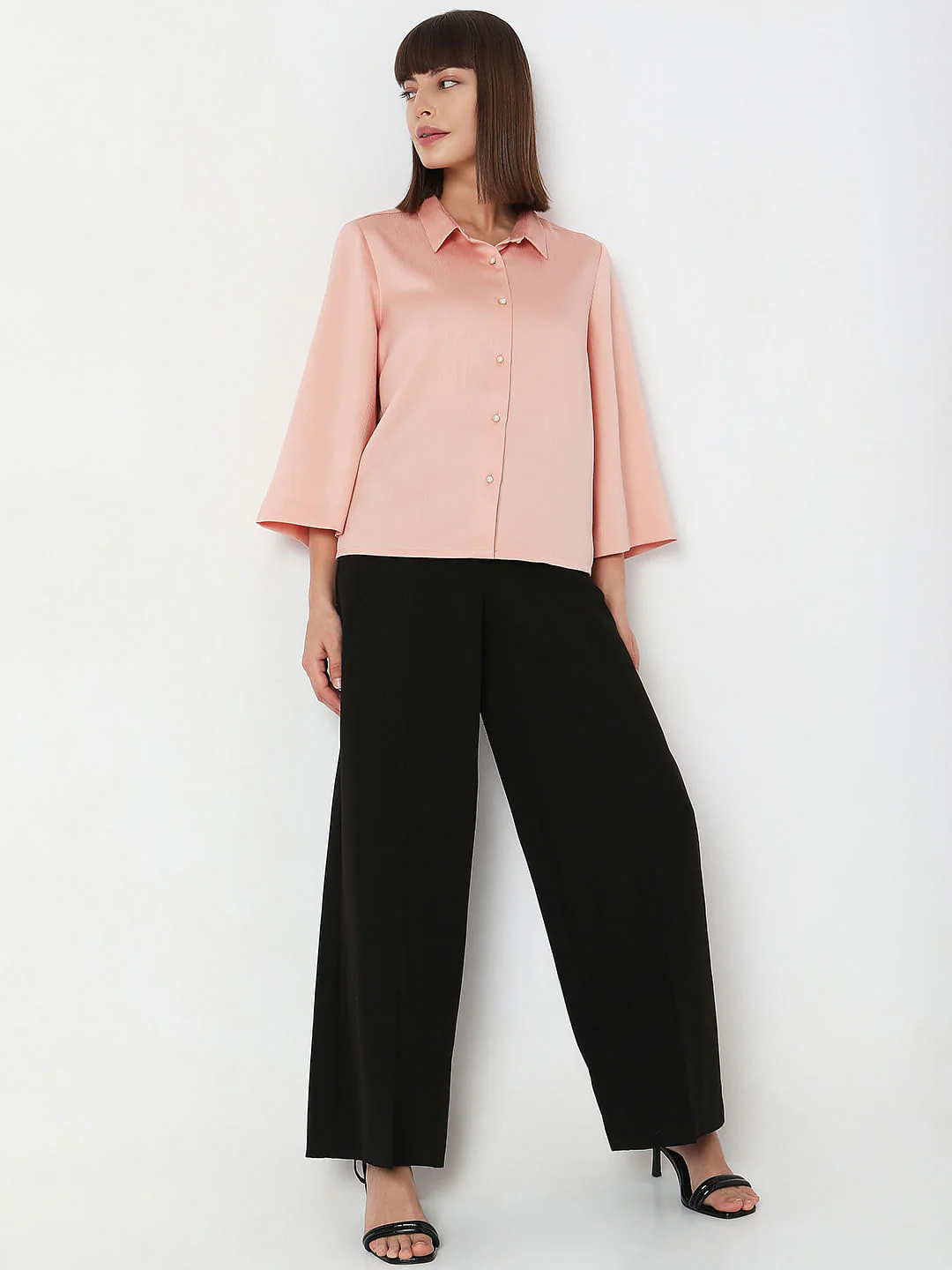 Dull Pink Flared Sleeves Shirt - Image 5