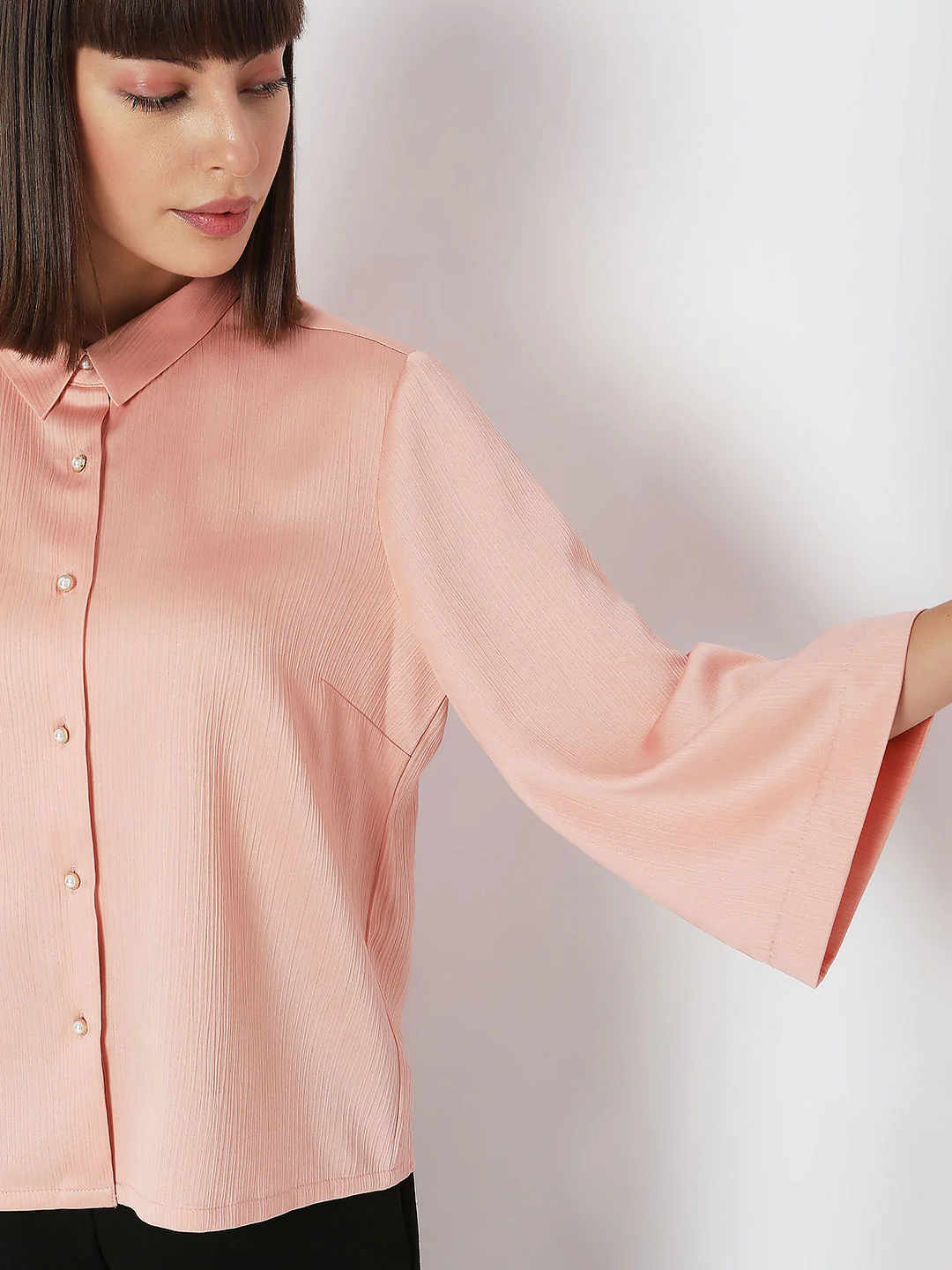 Dull Pink Flared Sleeves Shirt - Image 6