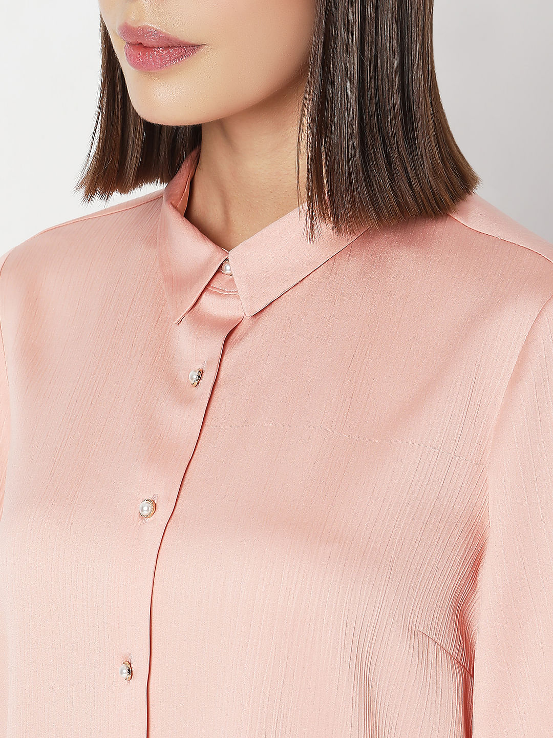 Dull Pink Flared Sleeves Shirt - Image 8