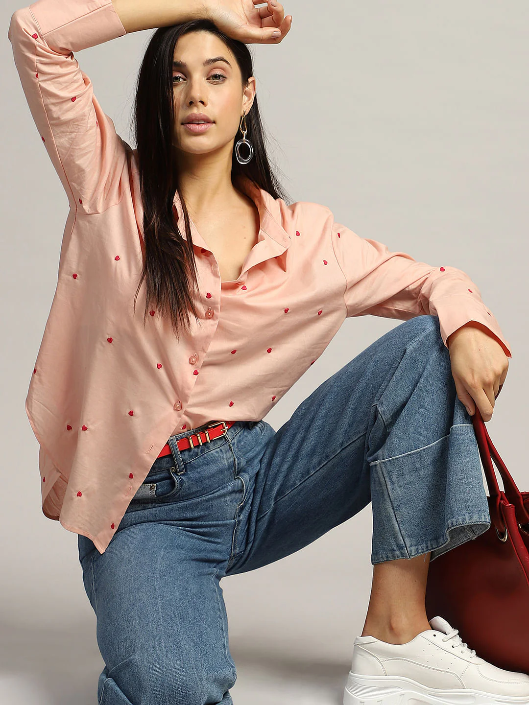 Pink Heart Print Shirt