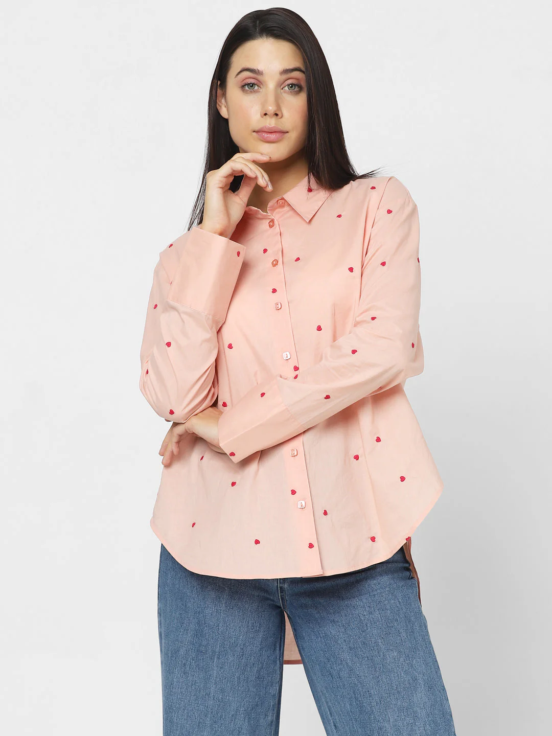 Pink Heart Embroidered Shirt - Image 2