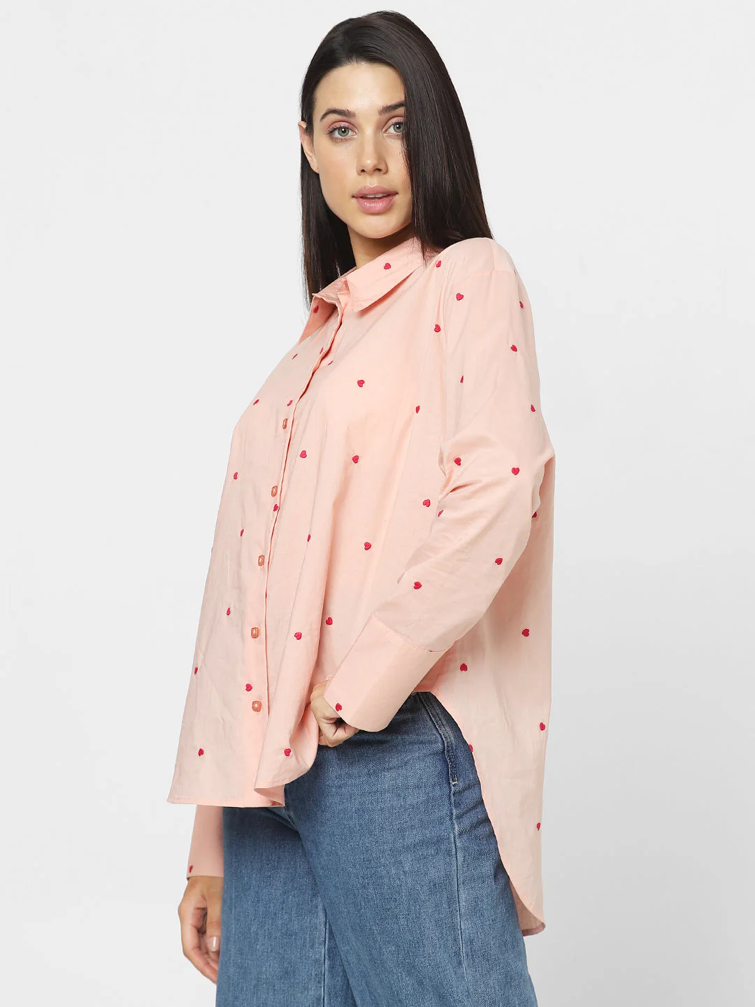 Pink Heart Embroidered Shirt - Image 3