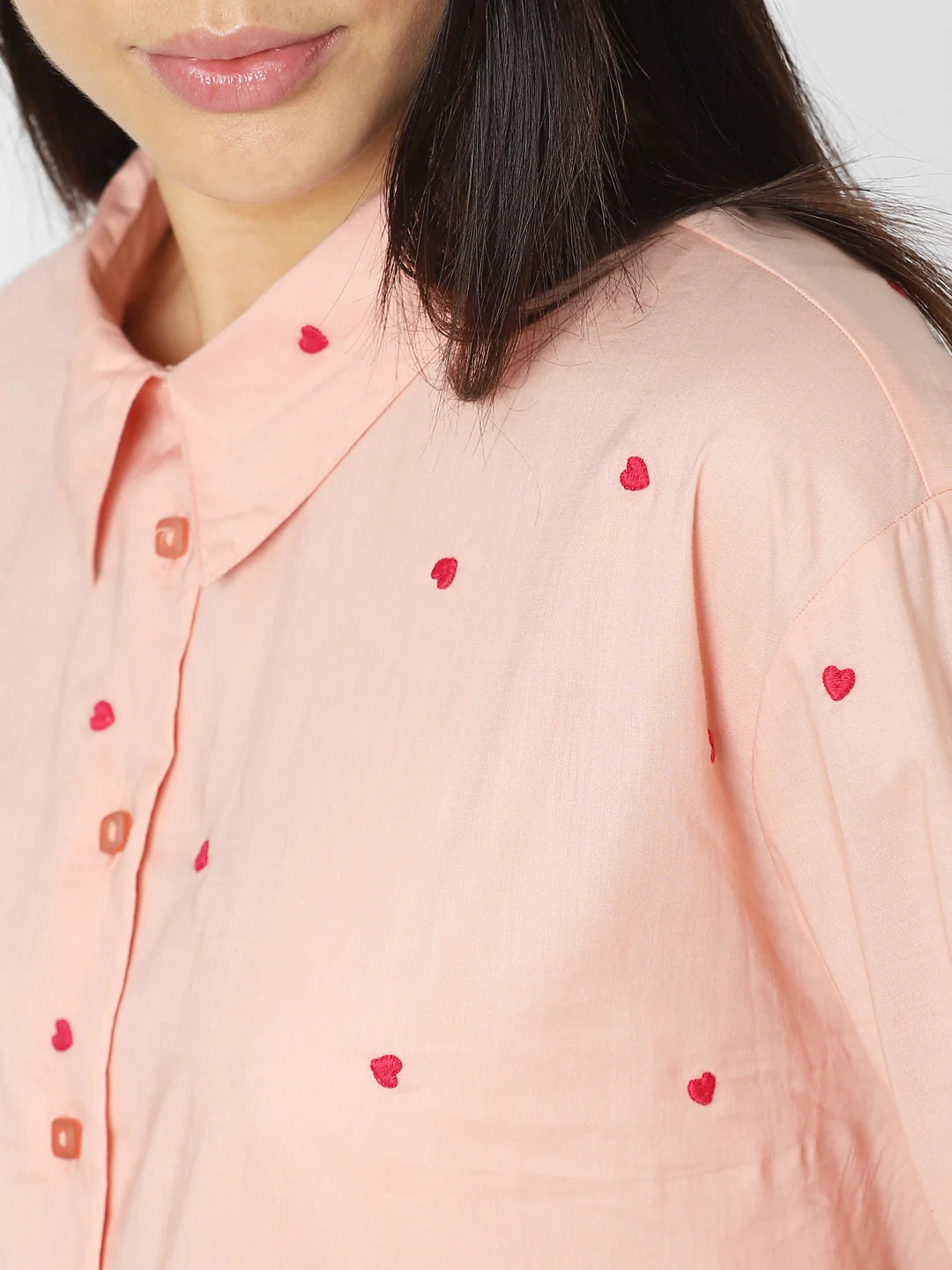 Pink Heart Embroidered Shirt - Image 5