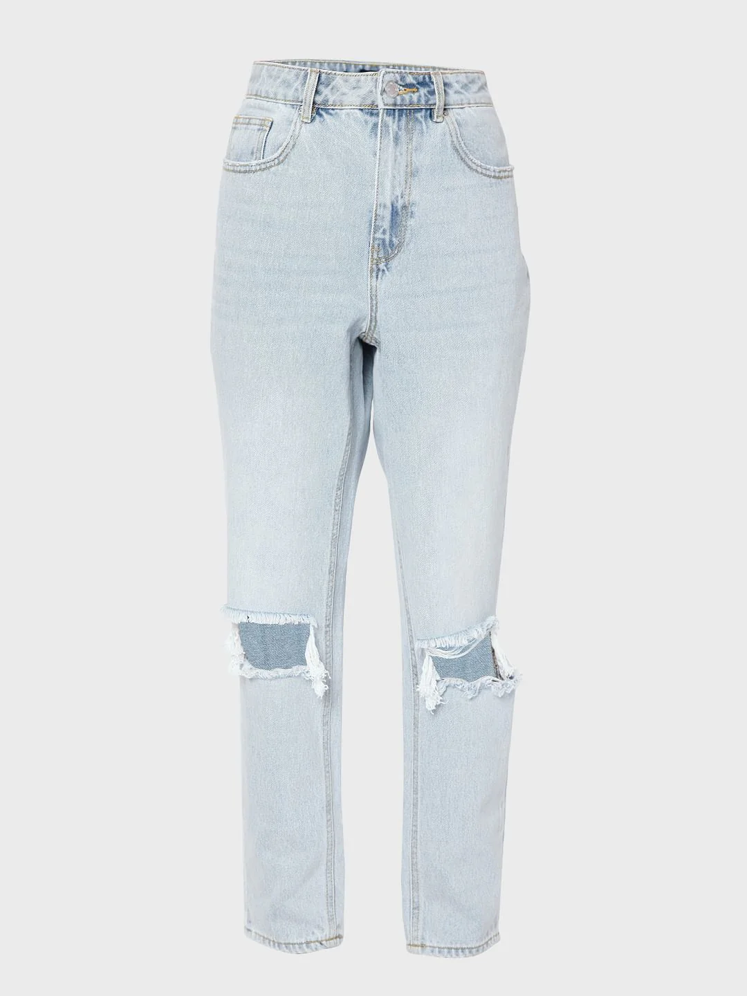 Blue High Rise Ripped Mom Jeans - Image 7