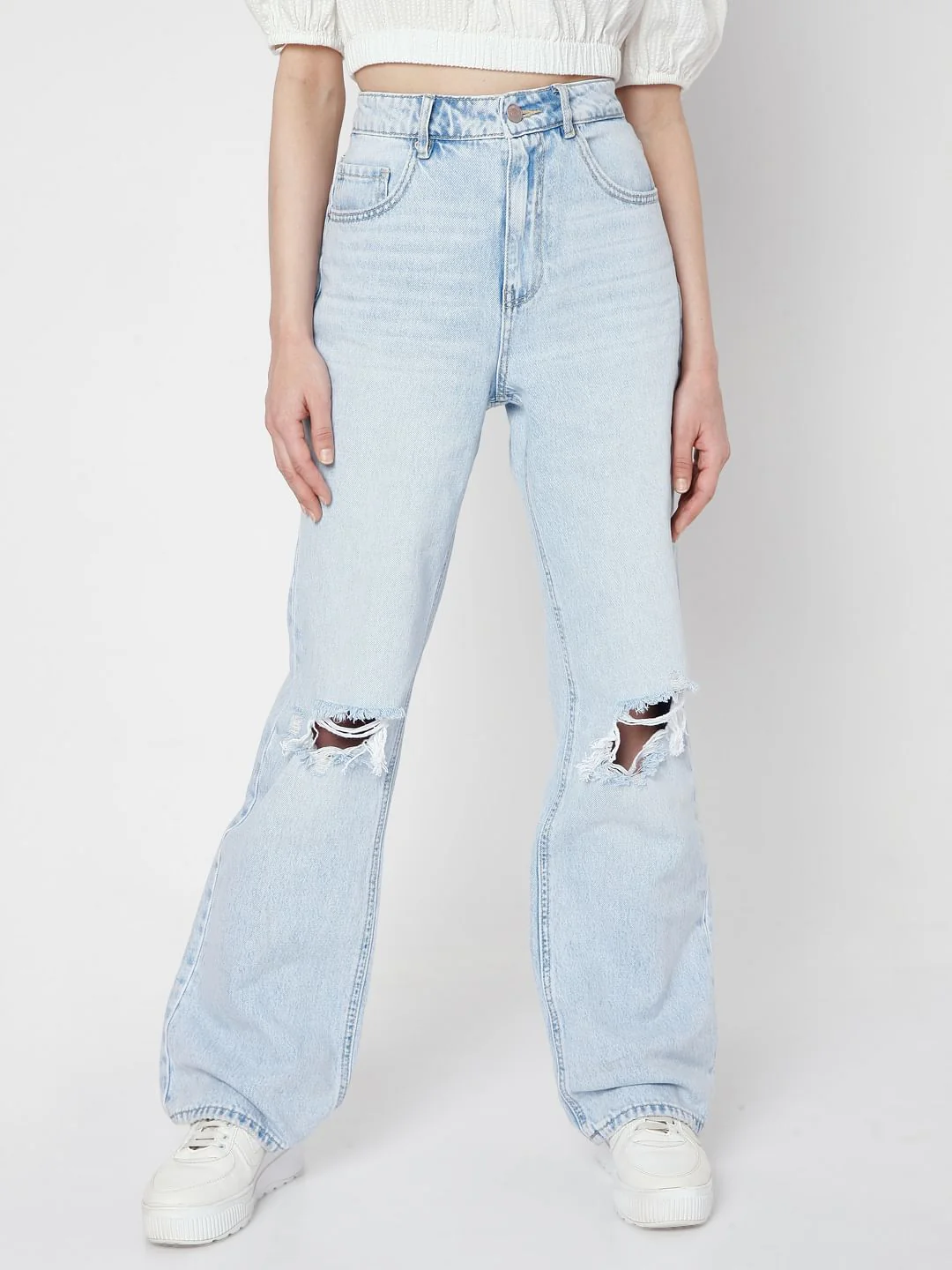 Light Blue Ripped Loose Fit Jeans - Image 2