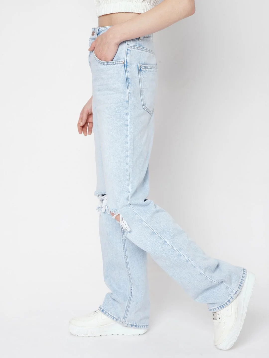 Light Blue Ripped Loose Fit Jeans - Image 3