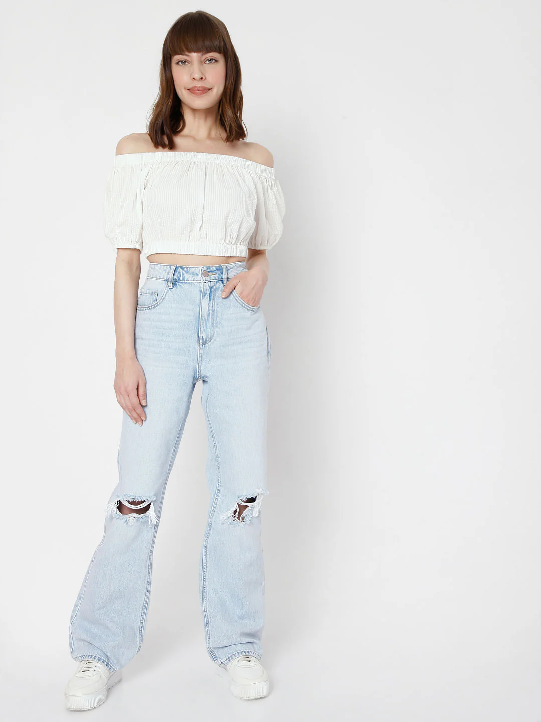 Light Blue Ripped Loose Fit Jeans - Image 6