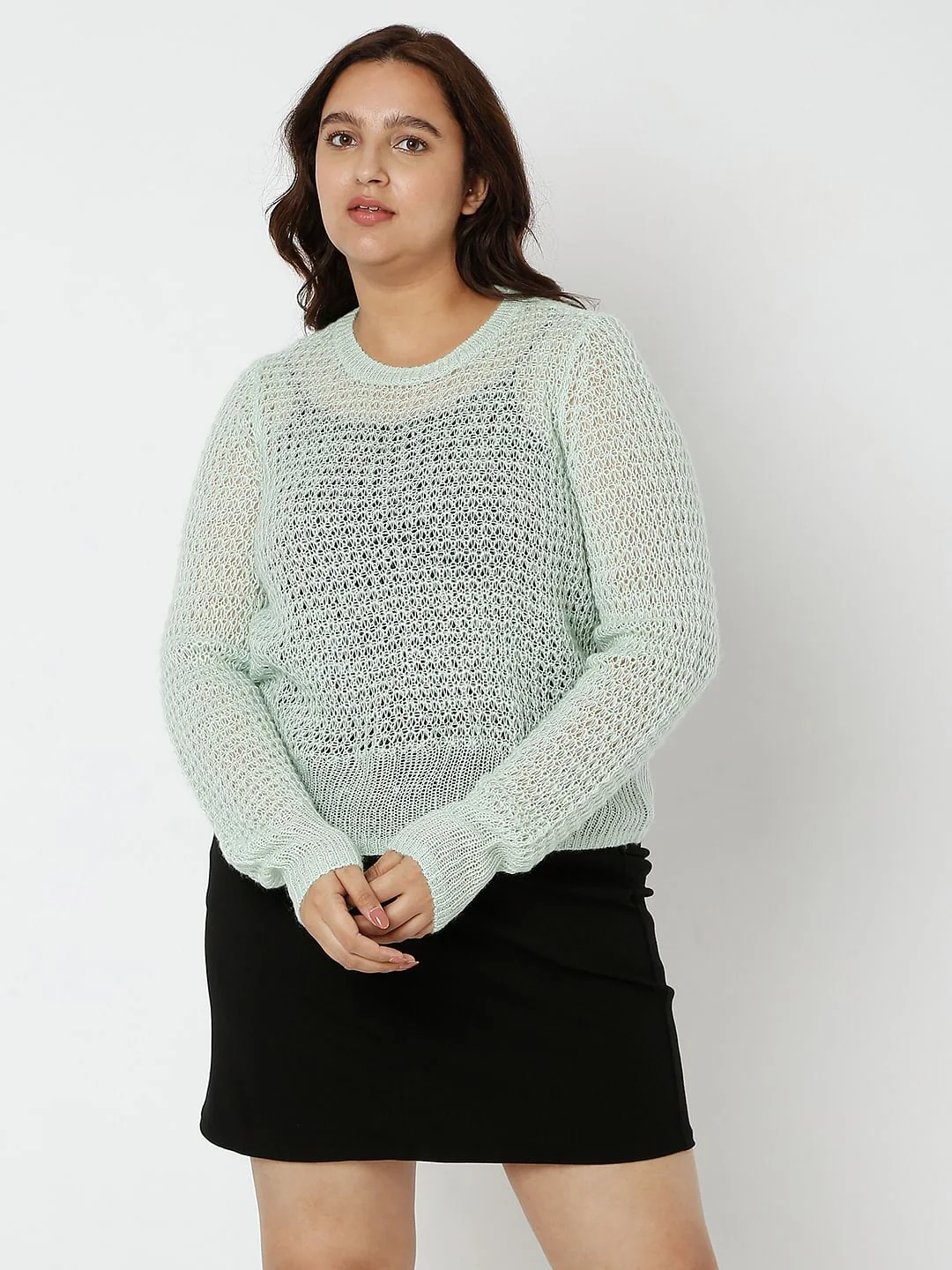 Curve Green Flat Knit Top - Image 2