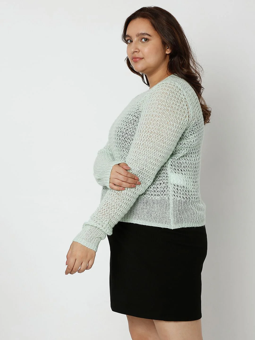 Curve Green Flat Knit Top - Image 3