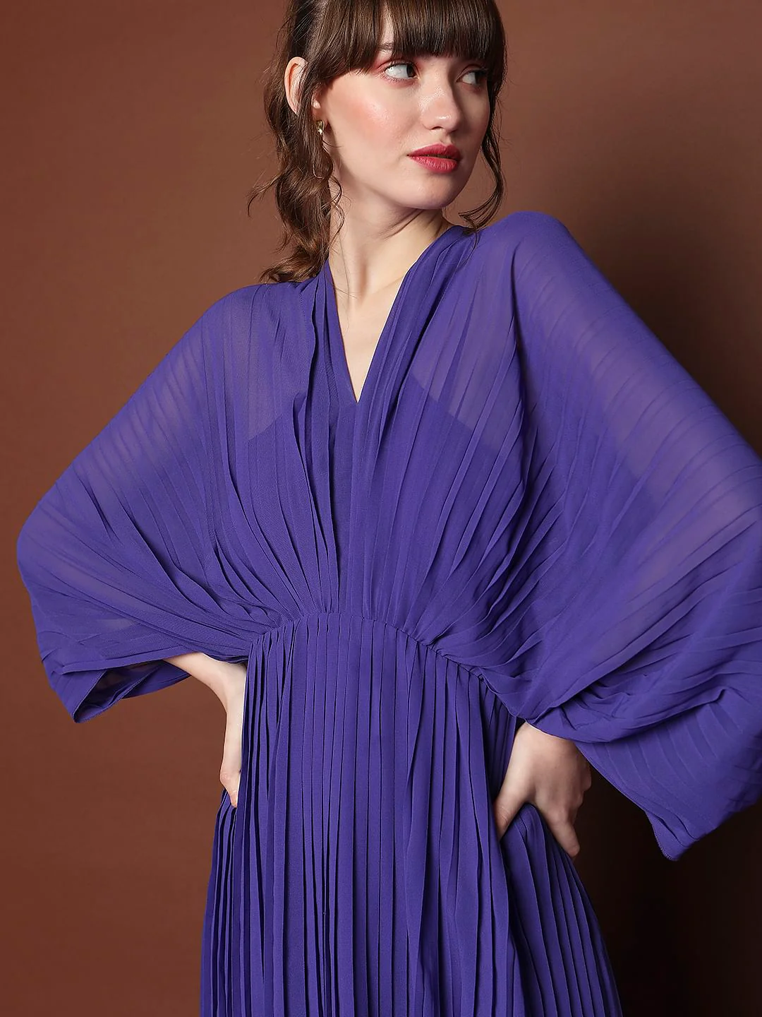 Marquee Purple Pleated Maxi Dress - Image 5