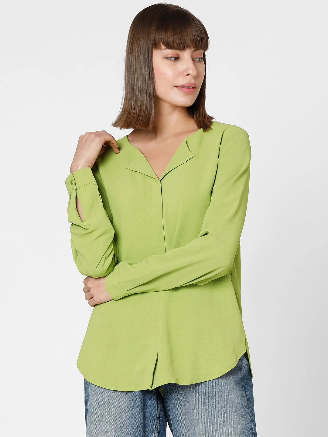 Green Folded Collar Top - Image 2