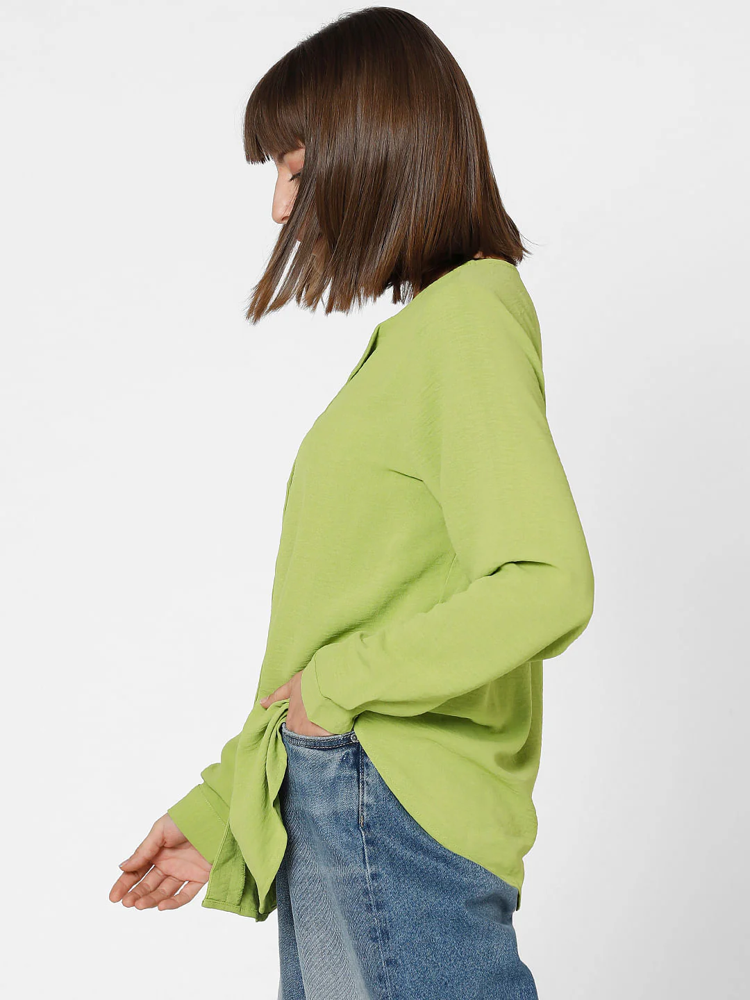 Green Folded Collar Top - Image 3