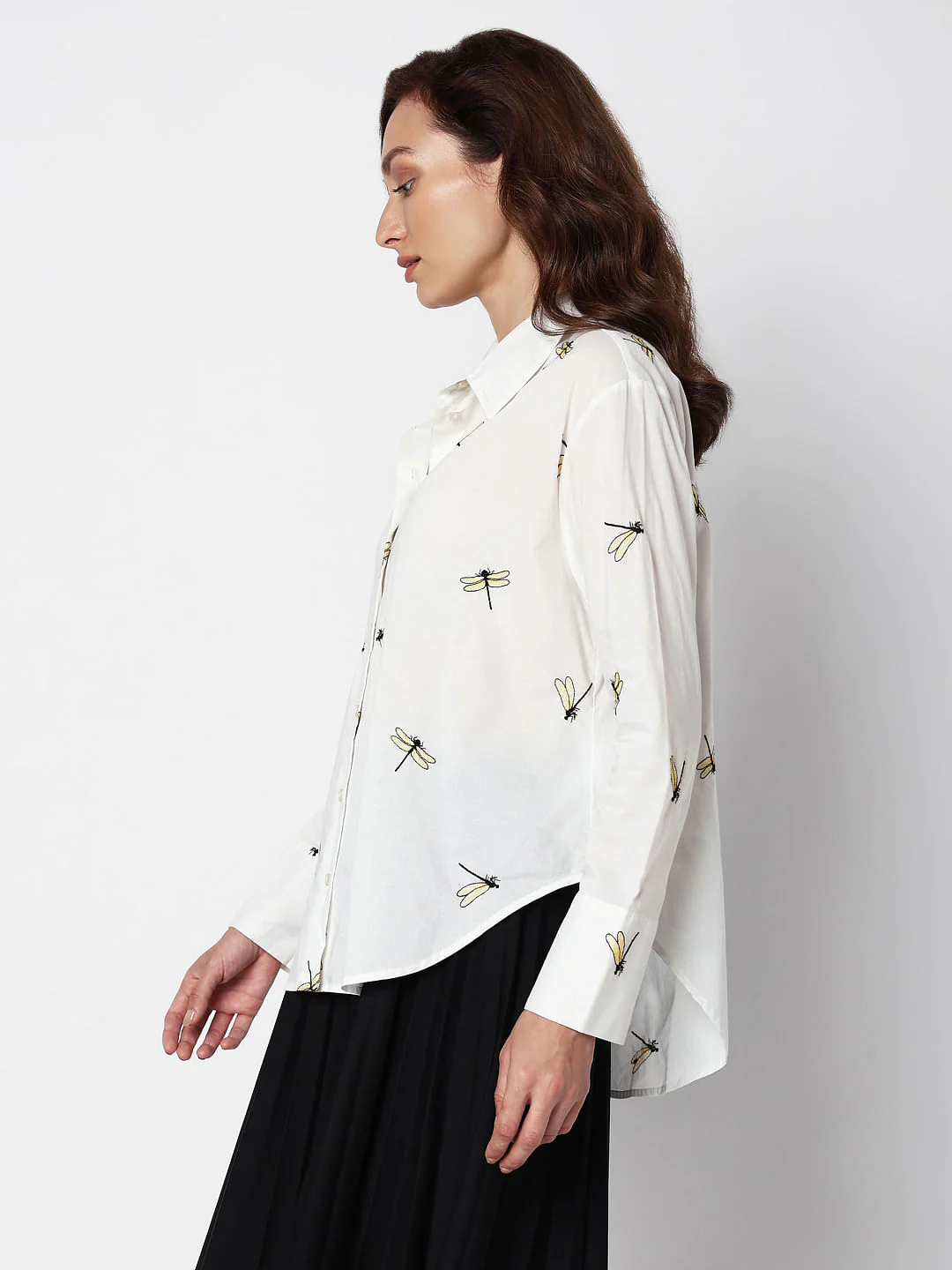 White Dragonfly Embroidered Shirt - Image 3
