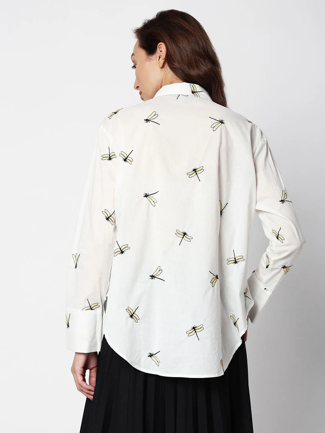 White Dragonfly Embroidered Shirt - Image 4