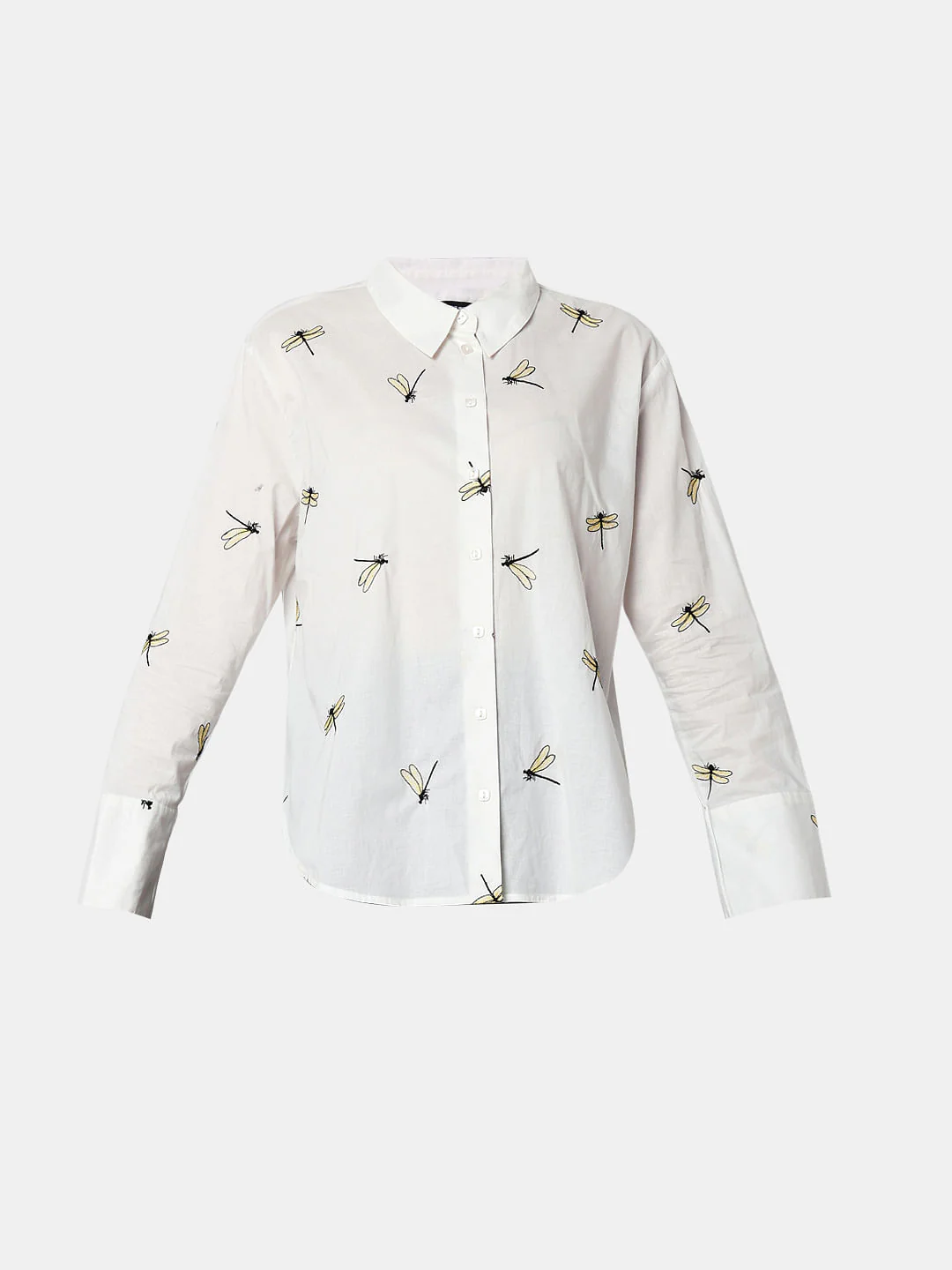 White Dragonfly Embroidered Shirt - Image 7