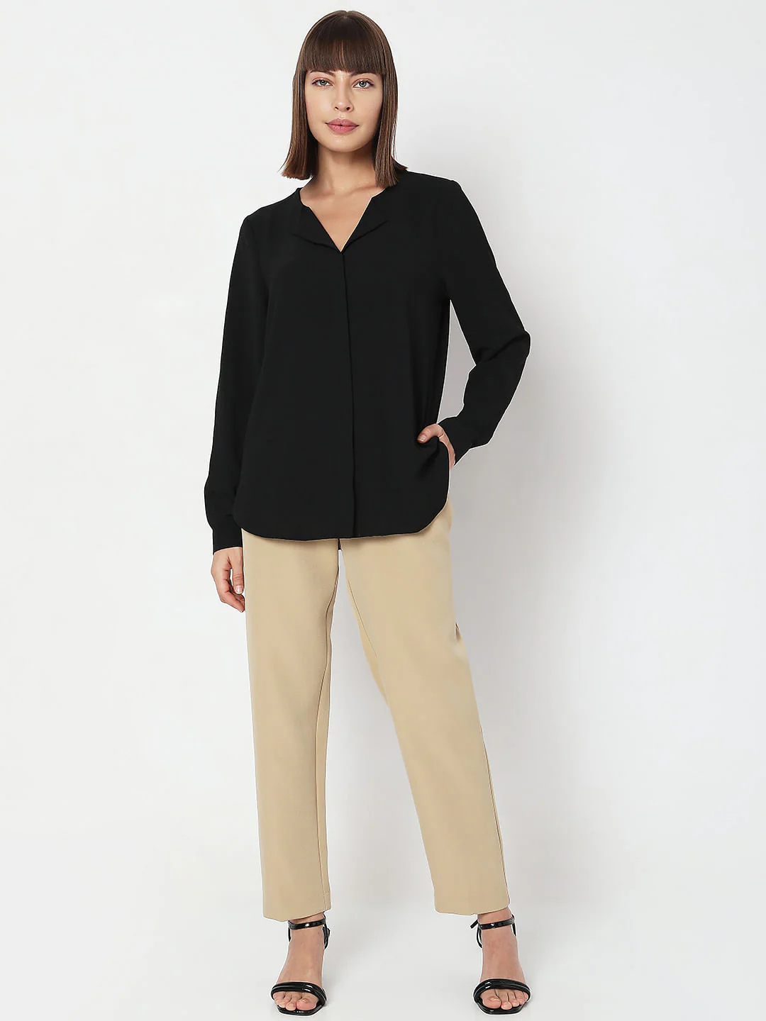 Black Folded Collar Top - Image 5