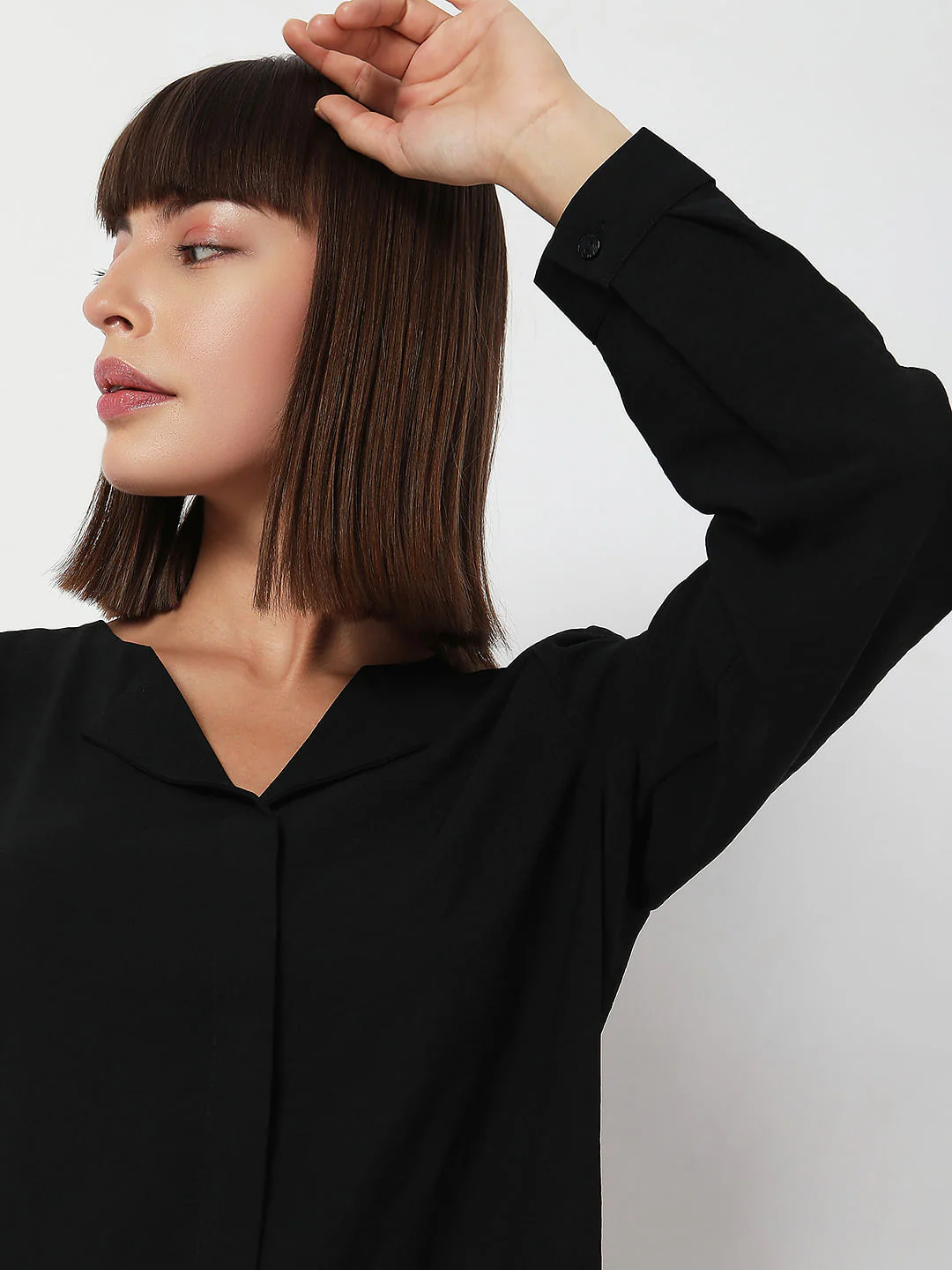 Black Folded Collar Top - Image 6