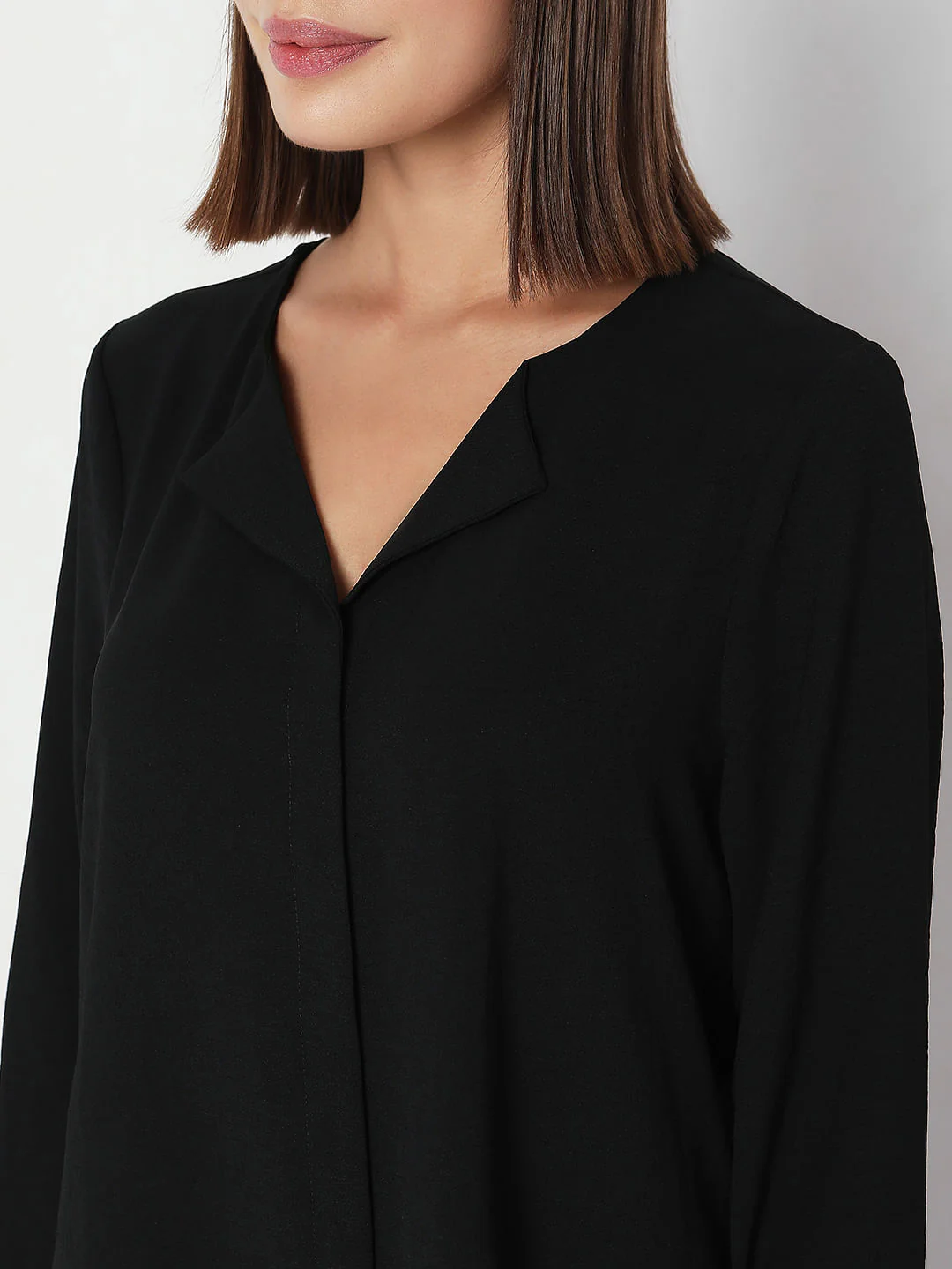 Black Folded Collar Top - Image 8