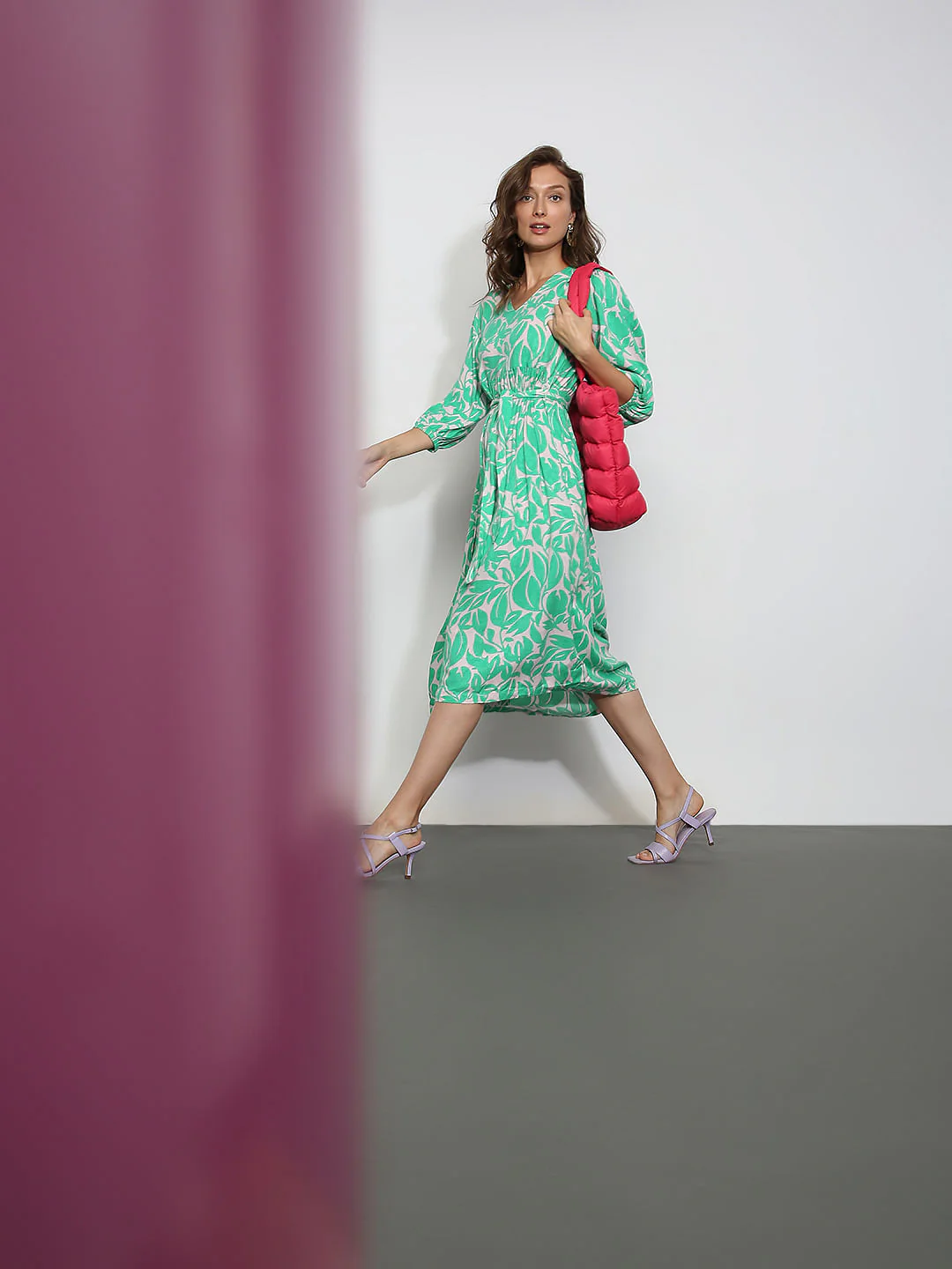 Mint Green Floral Midi Dress