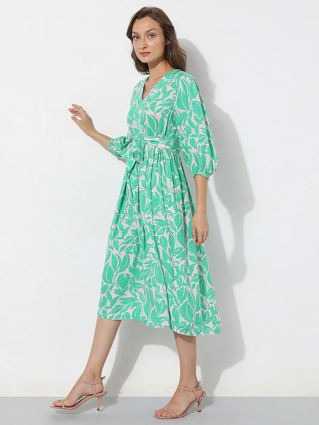 Mint Green Floral Midi Dress - Image 3