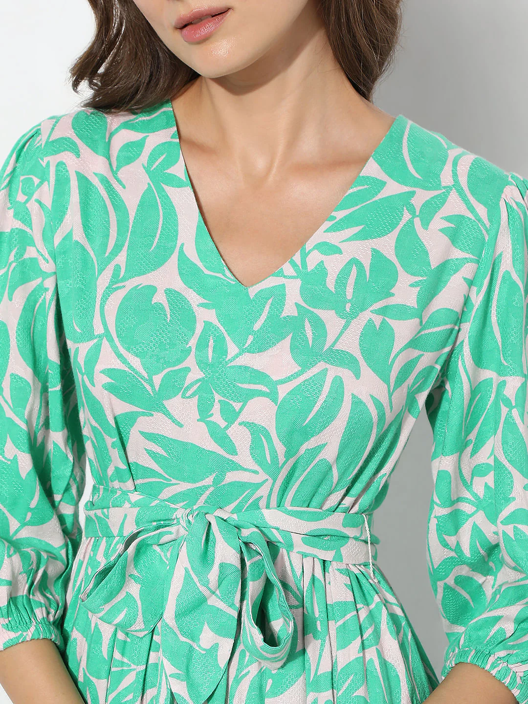 Mint Green Floral Midi Dress - Image 5