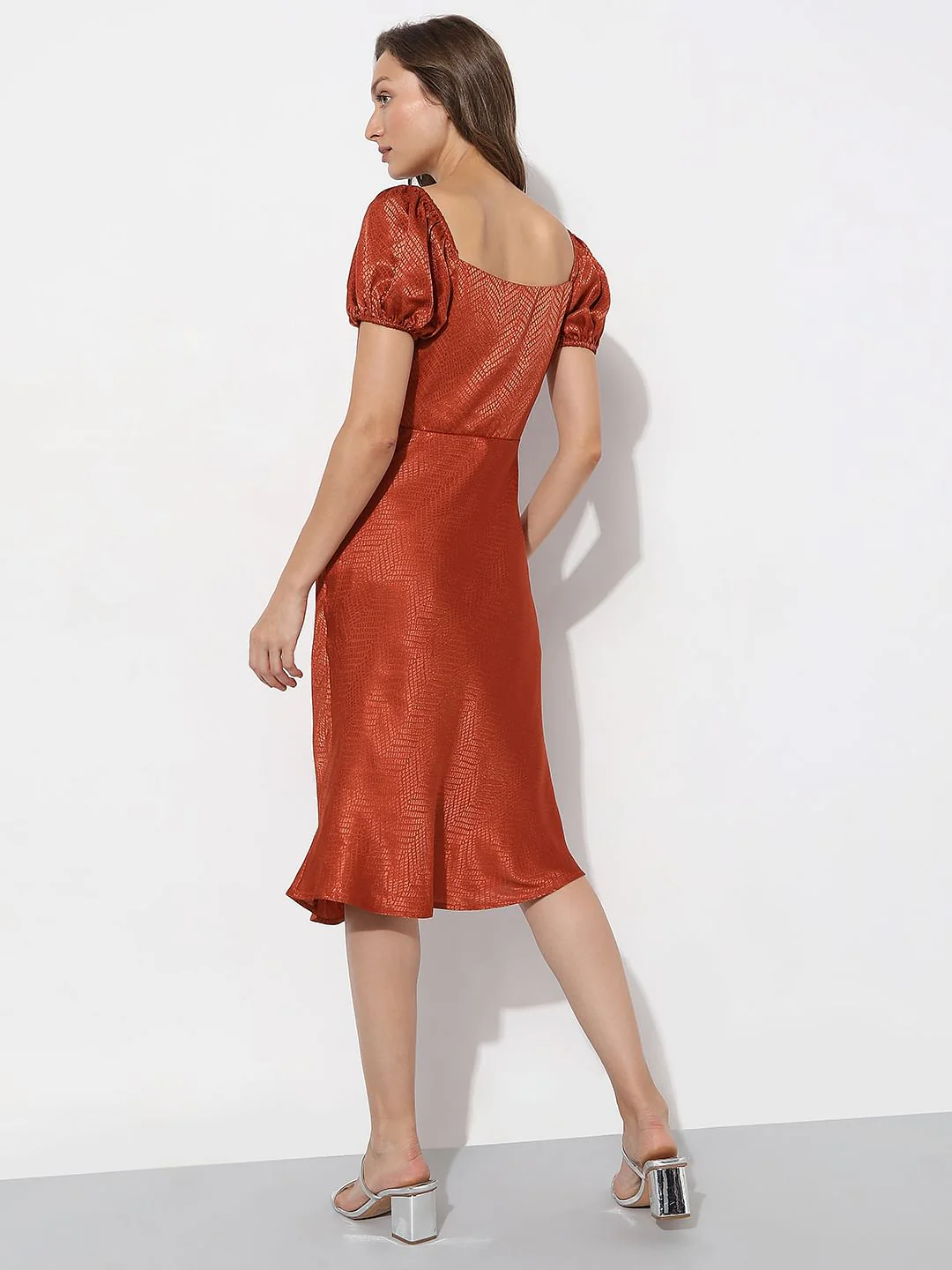 Rust Red Midi Dress - Image 4