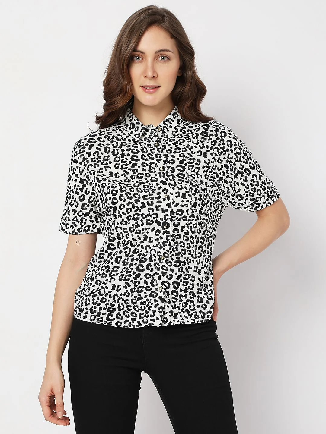 White Abstract Print Shirt - Image 2