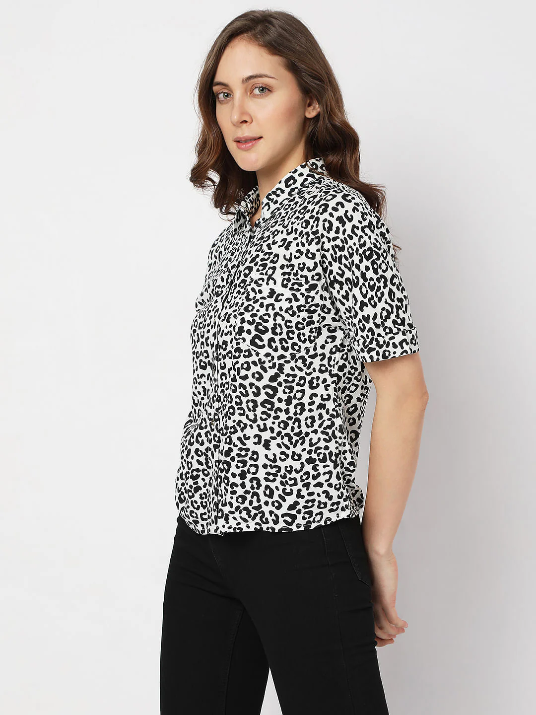 White Abstract Print Shirt - Image 3