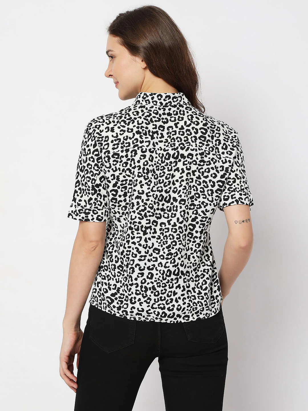 White Abstract Print Shirt - Image 4