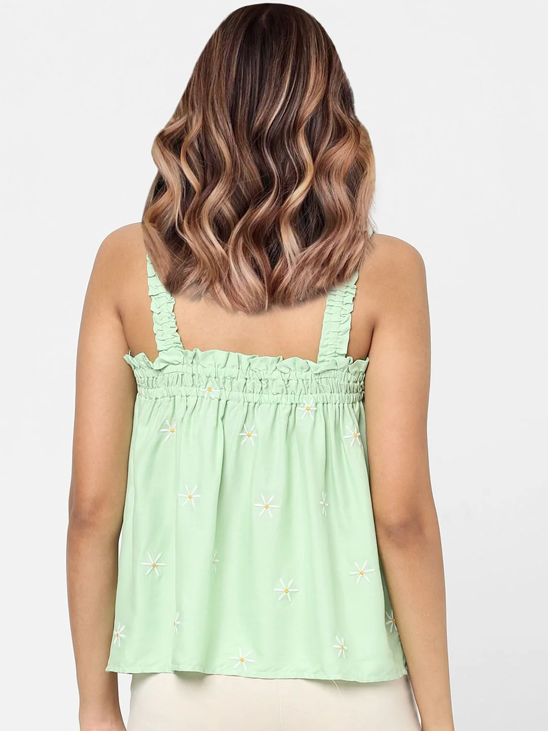 Green Embroidered Strappy Top - Image 3