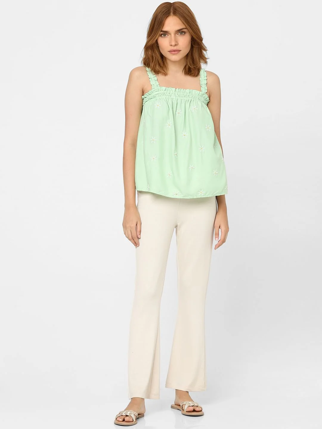 Green Embroidered Strappy Top - Image 4