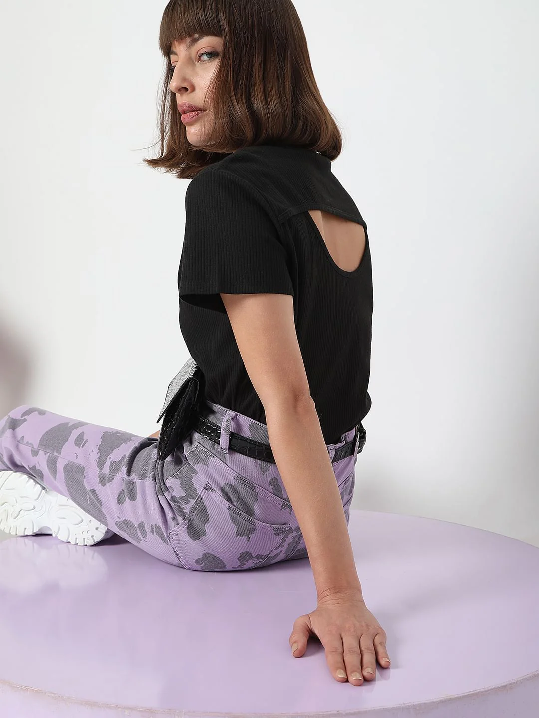 Black Ribbed T-Shirt