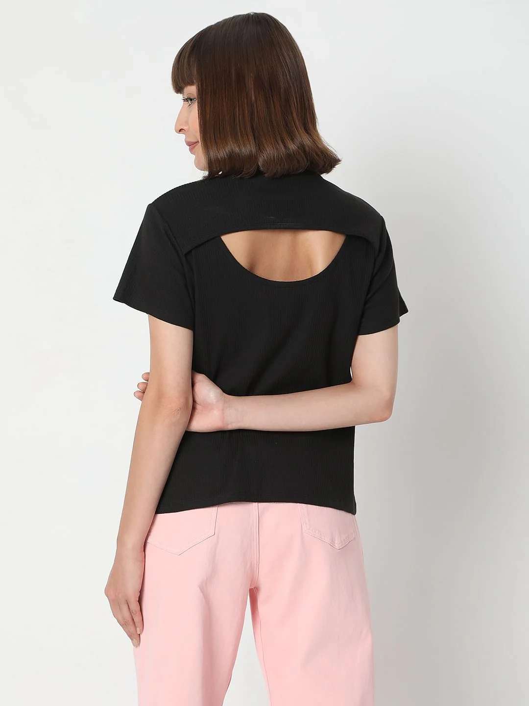 Black Ribbed T-Shirt - Image 4