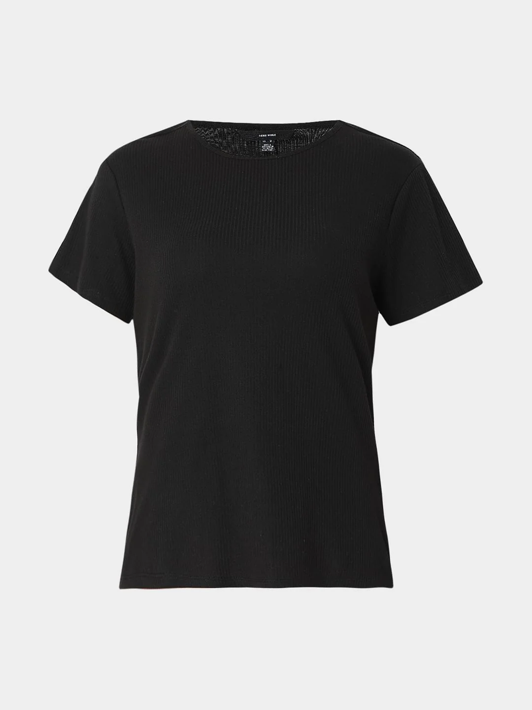 Black Ribbed T-Shirt - Image 6