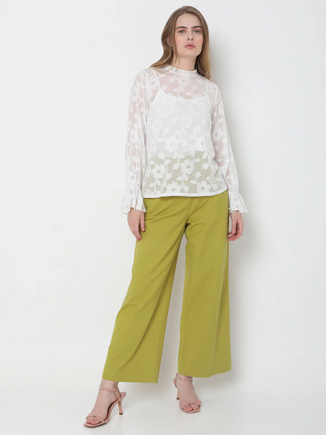 White Floral Jacquard Top - Image 5