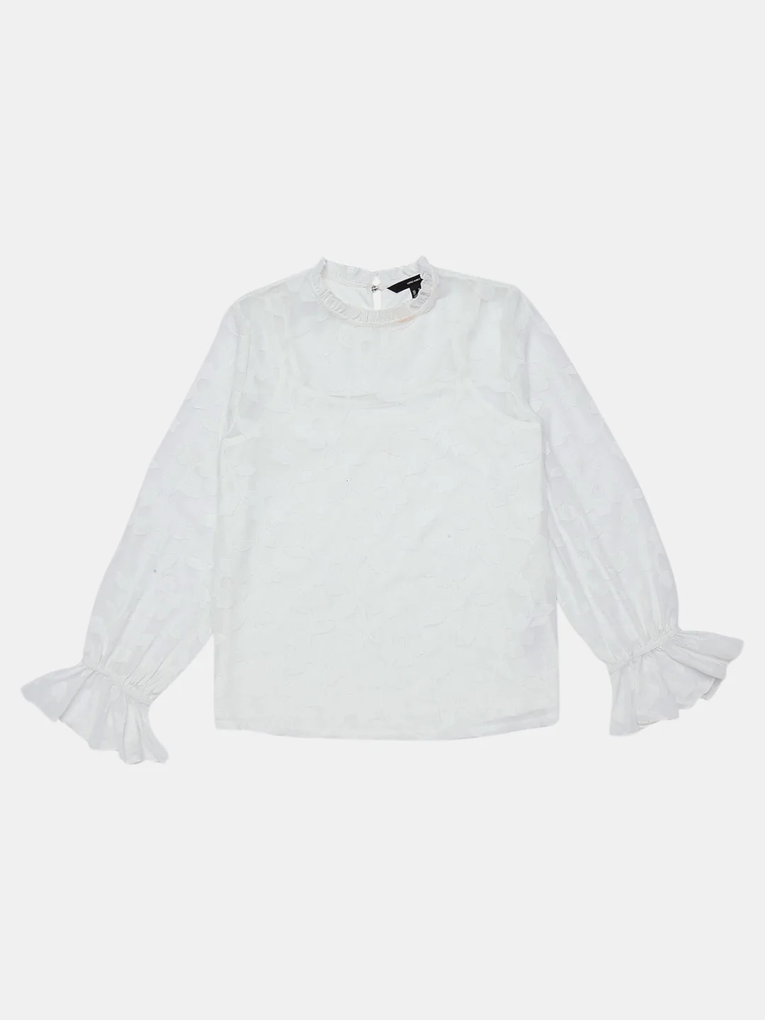 White Floral Jacquard Top - Image 7